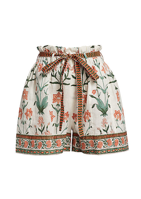 Vermillion Linen Tie Shorts