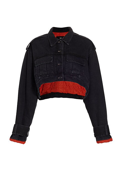 Cropped Denim Utility Jacket