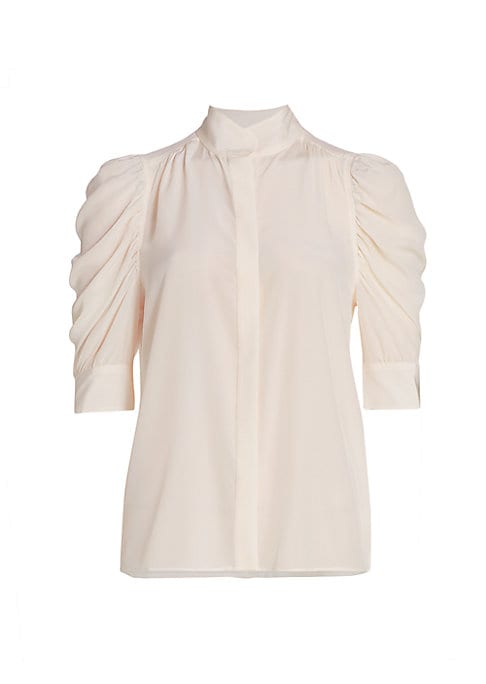 Puff Sleeve Silk Elegance