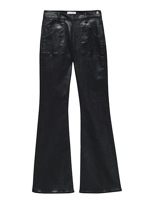 Coated High-Waist Flare Pants