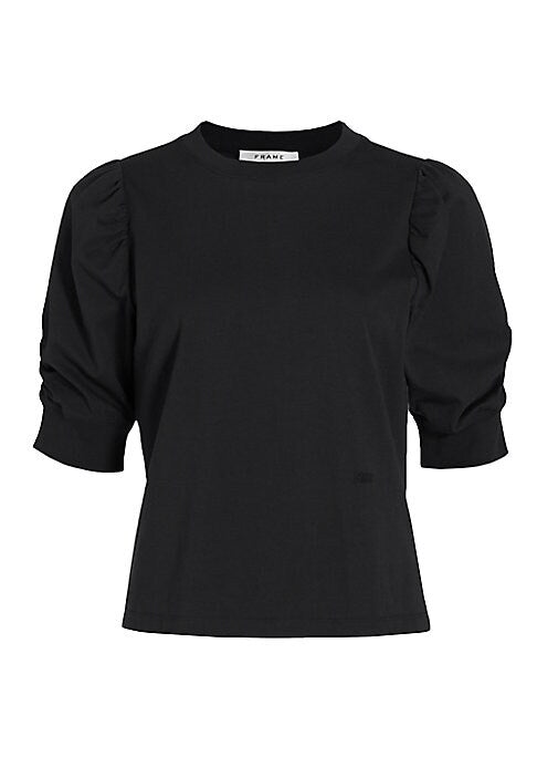 Ruched Sleeve Cotton Tee