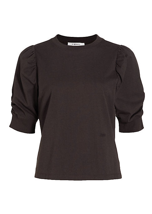 Ruched Sleeve Cotton Tee