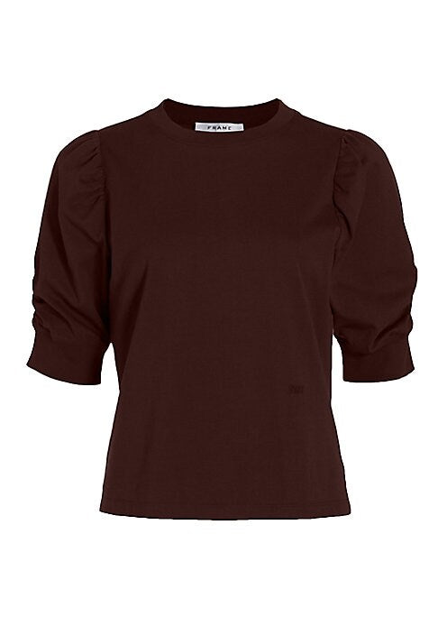Ruched Sleeve Cotton Tee