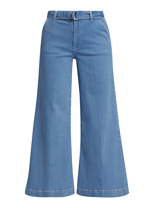 Flared Chambray High-Waist Pants