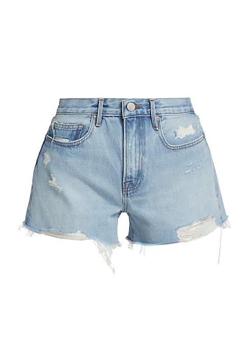 Distressed High-Rise Denim Shorts