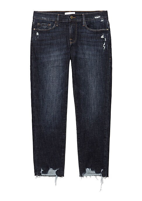 Distressed Mid-Rise Crop Jeans