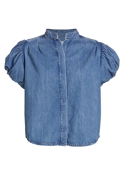 Chic Denim Puff Top