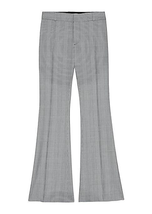 Chic Flared Check Trousers