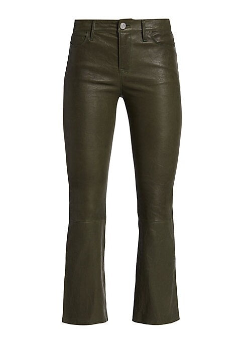 Chic Leather Boot-Cut Trousers