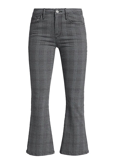 Cropped Flare Check Trousers