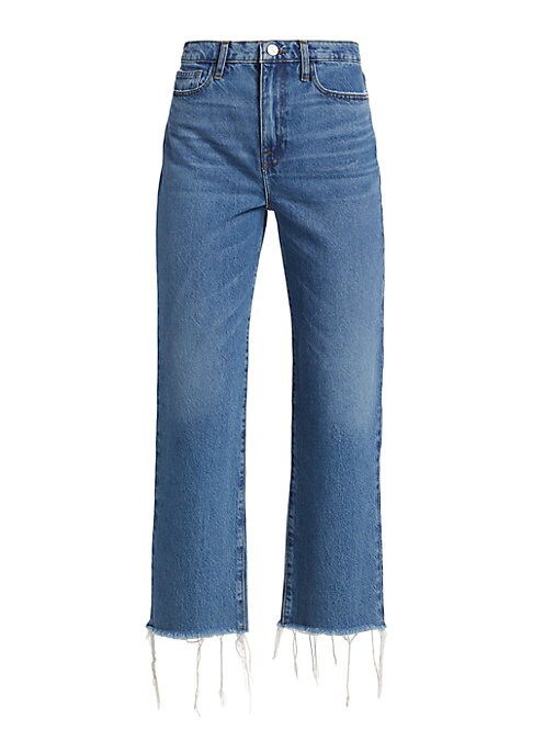 Frayed Hem Straight Jeans