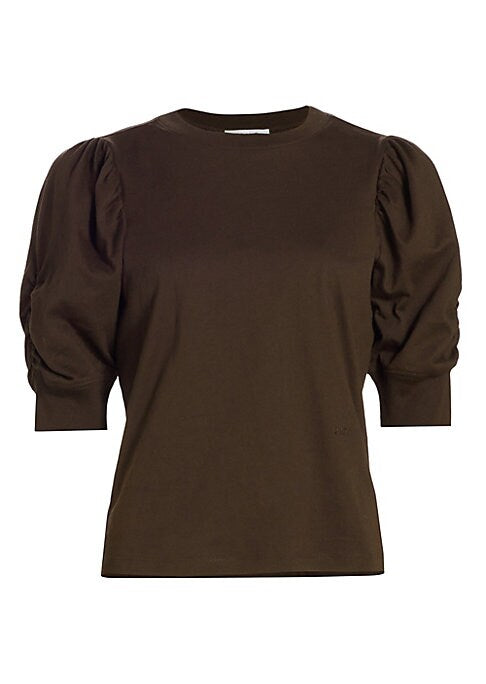 Ruched Sleeve Cotton Tee