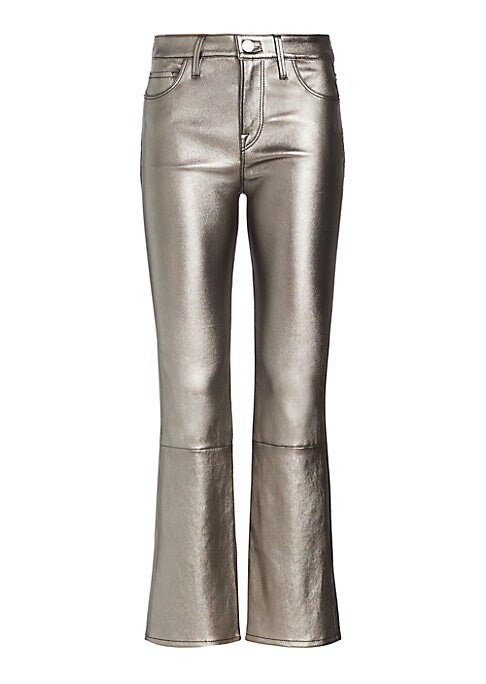 Metallic Leather Boot Trousers