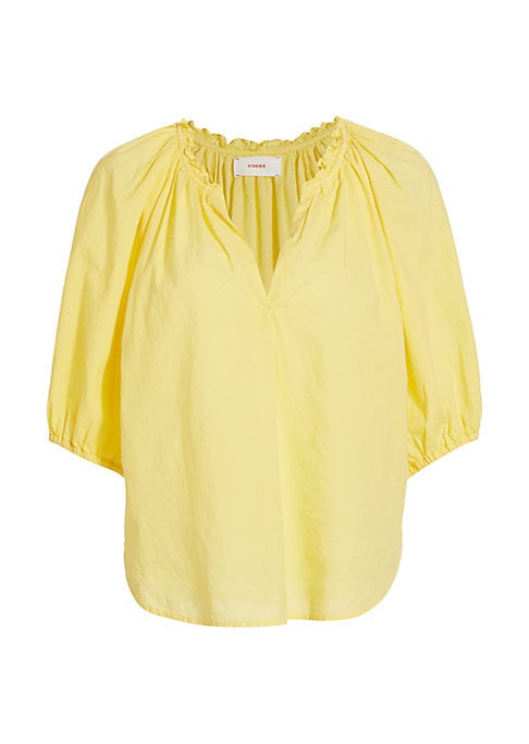 Ruffled Cotton V-Neck Top