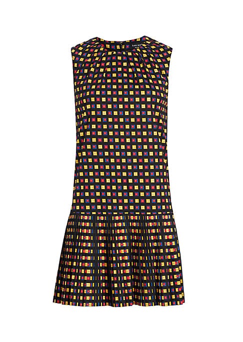 Geometric Pleat Mini Dress