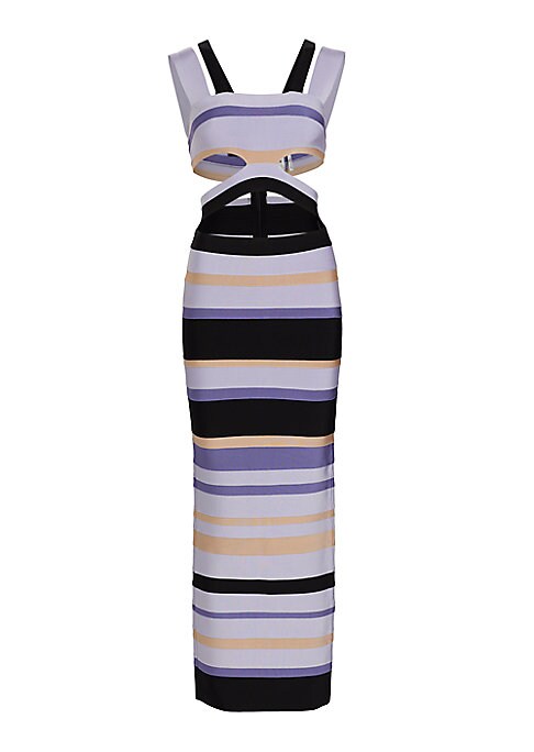 Striped Cut-Out Elegance Gown