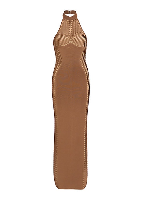 Embroidered Elegance Halter Dress