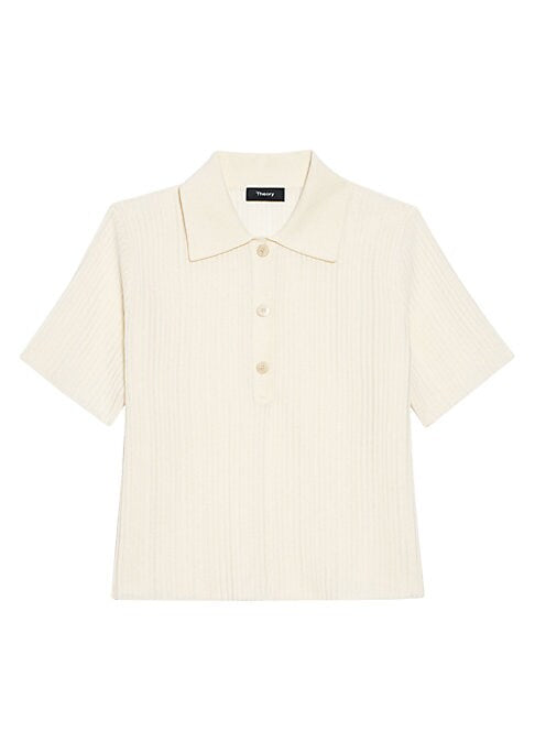Cropped Stitch Polo Top