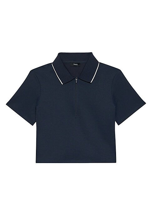Pique Zip Polo Top