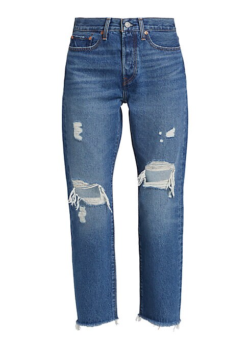 Distressed Straight-Leg Denim