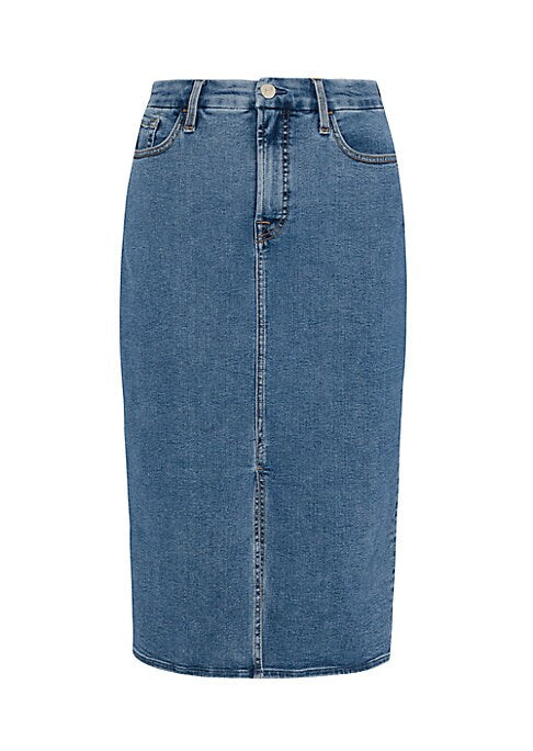 Slit-Front Denim Skirt