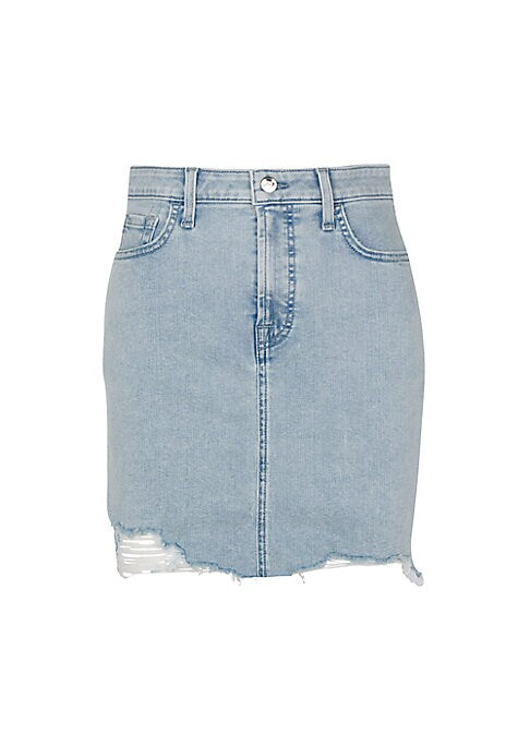 Frayed Hem Denim Skirt