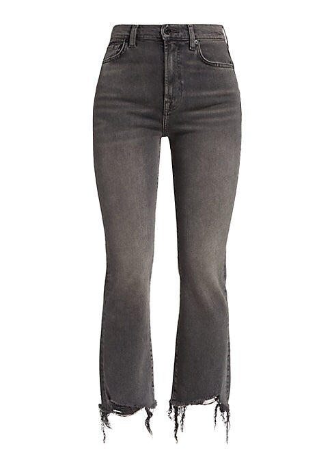 Raw Hem Slim Kick Jeans