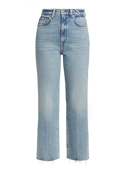 Frayed Hem Straight-Leg Jeans