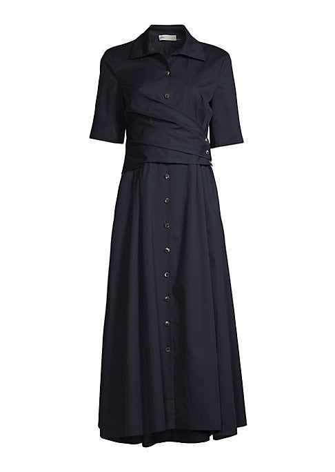 Crossover Cotton Midi Dress