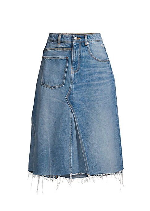 Frayed Denim Midi Skirt