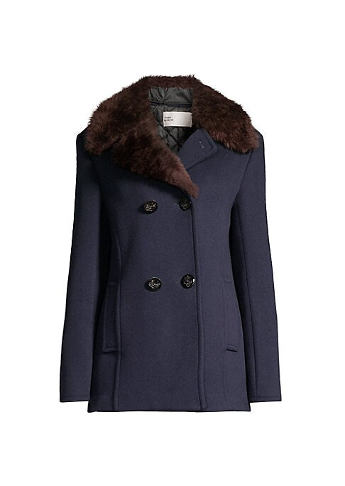 Chic Wool Peacoat with Fur