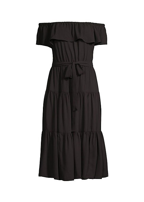 Ruffled Off-The-Shoulder Midi Dress