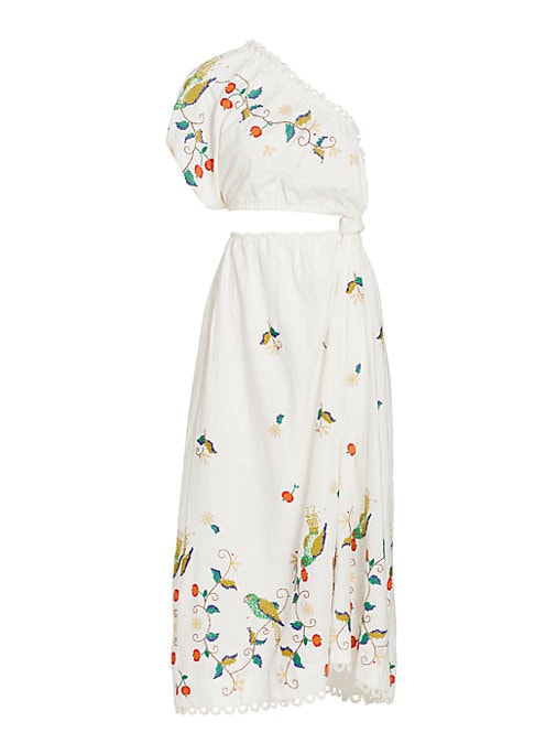 Elegant One-Shoulder Linen Dress