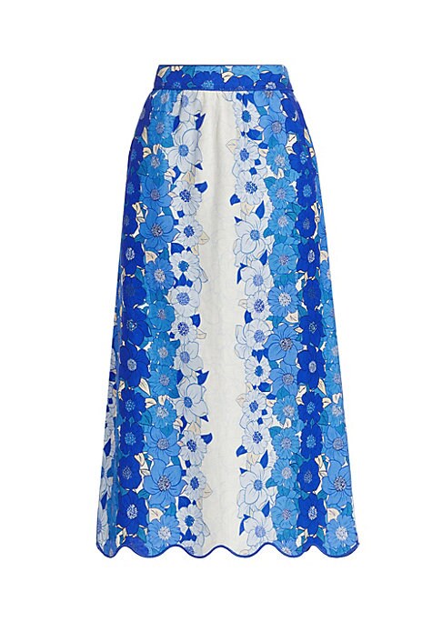 Floral Scallop Midi Skirt