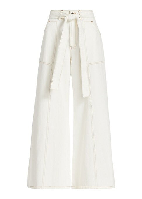 Chic Twill Wide-Leg Trousers