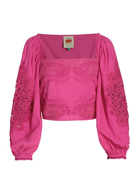 Lace-Embellished Cotton Top