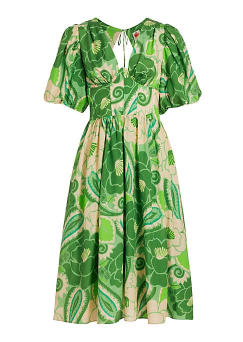Floral Puff Midi-Dress