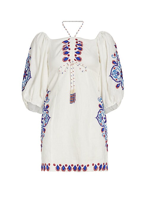 Embroidered Puff Sleeve Dress