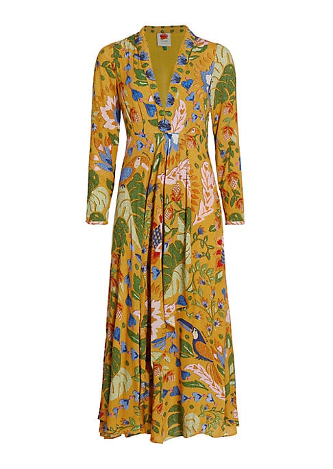 Tropical V-Neck Maxi Dress