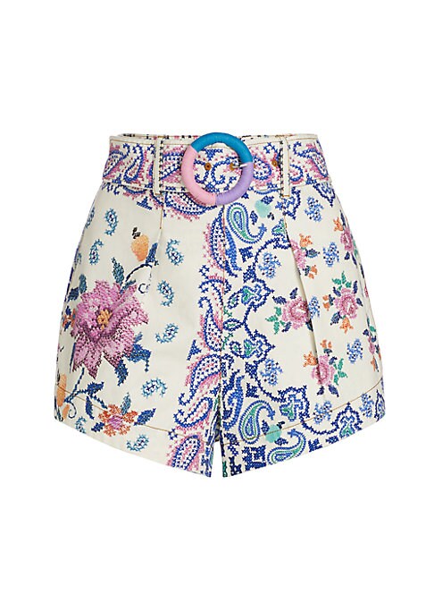 Chic Paisley Belted Shorts