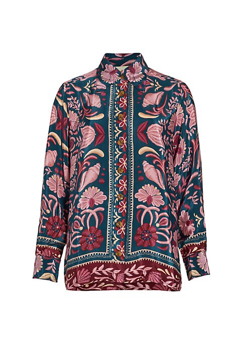 Floral Geometry Button-Up