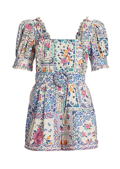 Paisley Puff Sleeve Romper