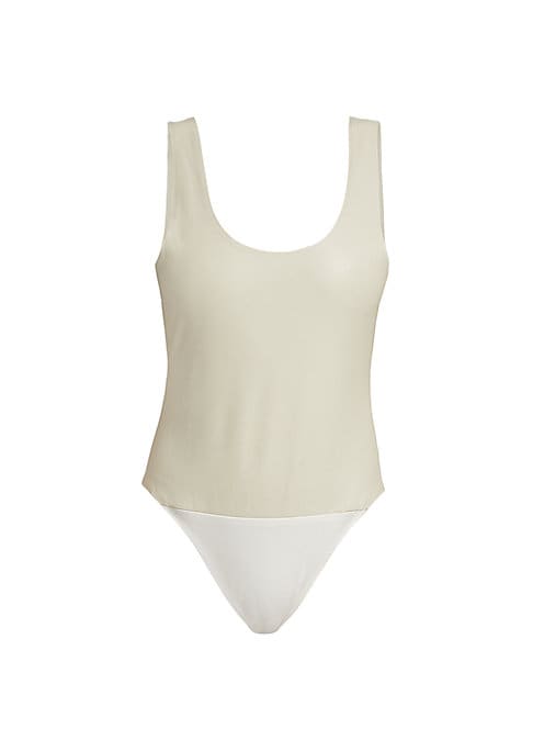 Sleek Leather Scoop Bodysuit