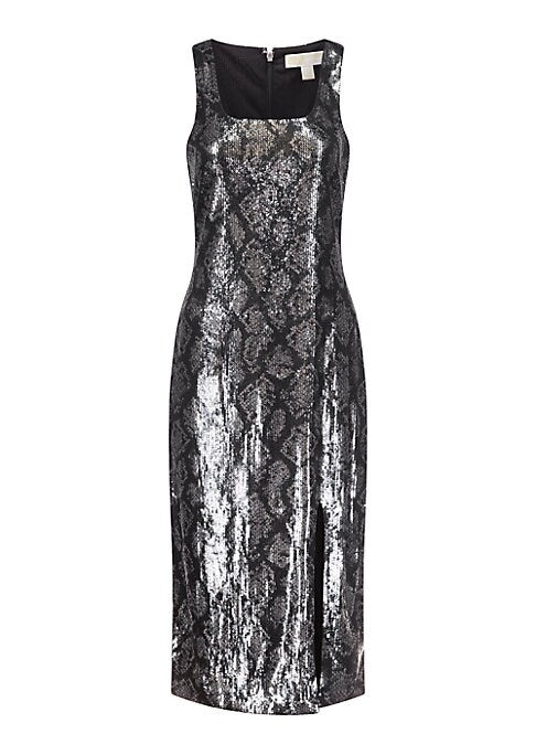 Iridescent Snakeskin Midi Dress