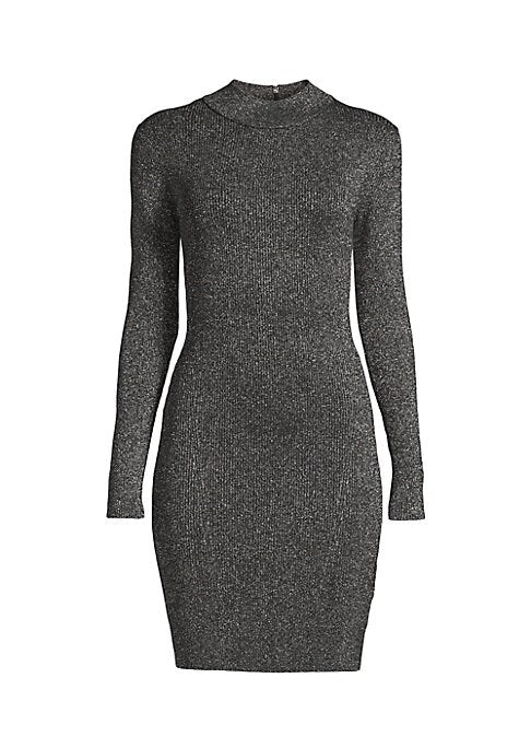 Shiny Mock Turtleneck Dress