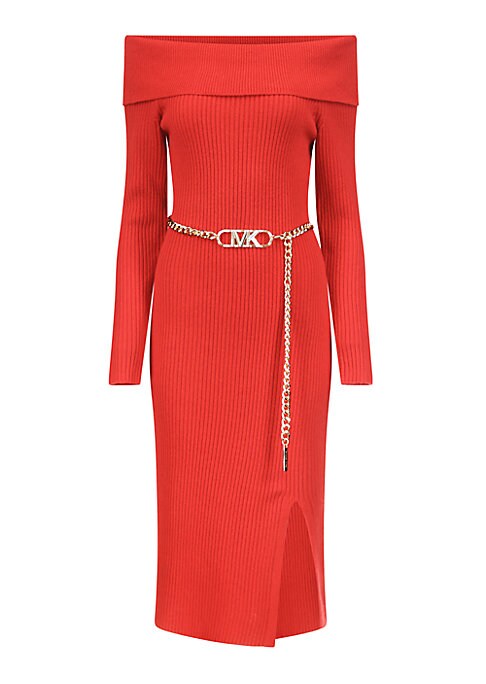 Chic Off-Shoulder Knit Dress