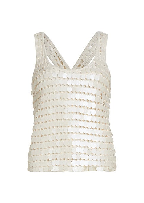 Sequined Cotton Crochet Tank