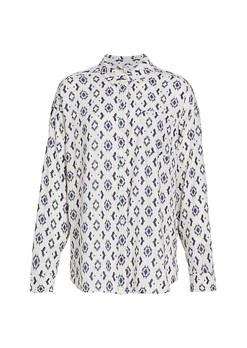 Ikat Weave Button-Up