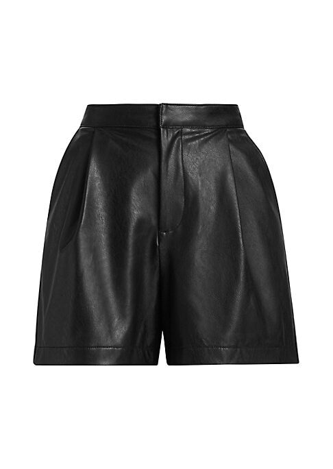 Chic Pleated Faux Leather Shorts