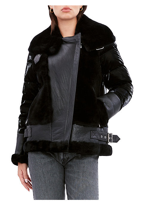 Shearling & Down Moto Jacket
